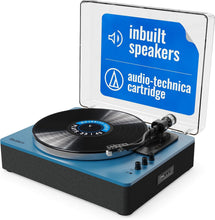 Load image into Gallery viewer, The Folio Record Player – A Bluetooth Turntable with Built-In Speakers and USB Recording (Blue) Refurbished