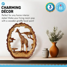 Load image into Gallery viewer, MAJESTIC GIRAFFE IN WOOD EFFECT RESIN |Ornaments for The Home | Home Accessories | Animal Lover Gift Birthday Friendship Gifts | Wildlife Lover Gift| Ornaments | GIRAFFE | 17.5cm (L) x 21cm (H) x 4.5cm (D)