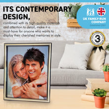 Load image into Gallery viewer, NICKEL PLATED PICTURE FRAME 8 inch X 10 Inch | Silver Coloured Picture Frame | Metal Photo Frame | Contemporary Frame | Stylish and Elegant Frame | Portrait and Landscape