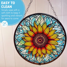 Load image into Gallery viewer, Vibrant Sunflower Stained Glass Suncatcher, 6-Inch Decorative Window Ornament
