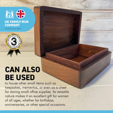 Load image into Gallery viewer, Handcrafted wooden storage trinket jewellery box | keepsake box | brass Elephant design inlaid | 17cm (w) x 7cm (h) | A Timeless Treasure of Craftsmanship