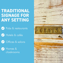 Load image into Gallery viewer, The Polished Brass Gents Sign – A Solid Cast Brass Toilet Door Plaque