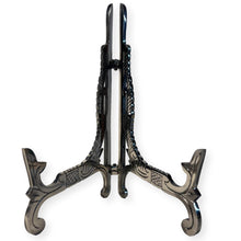 Load image into Gallery viewer, Large 10 inch Metal Easel Antique Nickel Finish | Plate holder | Display stand | Metal Frame Holders for Photo Pictures Decorative Plate Dish | 25cm (H) x 15cm  (Deep) | Picture Easel |Wedding tables