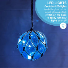 Load image into Gallery viewer, Turquoise Glass Fishing Buoy Tiki Bar Light with LED Lights, Nautical-Style Ornament for Home Decor