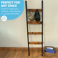 Load image into Gallery viewer, Wall Mounted Clothes Rail Industrial Black Steel Hanging Rack 160cm Minimalist