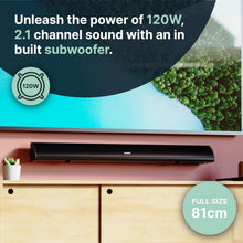 Load image into Gallery viewer, Majority Snowdon | BLUETOOTH SOUND BAR for TV | Built-in Subwoofer | 120 Watts