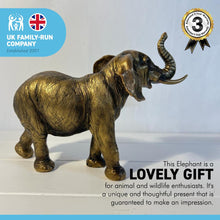 Load image into Gallery viewer, ELEPHANTS ORNAMENT IN ANTIQUE GOLD COLOUR FINISH | Wildlife Statue | Elephants | Ornaments for the Home | Elephant Lover Gift Birthday Friendship Gifts | Wildlife Animal Lover Gift