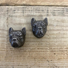 Load image into Gallery viewer, Two Cast Iron Bulldog Design Antique Style Retro Drawer Knobs