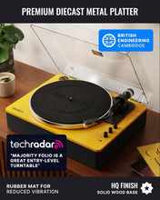 Load image into Gallery viewer, The Majority Folio Bluetooth Record Player – Yellow, Refurbished