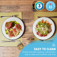 Load image into Gallery viewer, 2 x 24cm White Enamel Dinner Plates | Enamel plate | Set of 2 plates | Traditional dinner plate | Kitchen plate for pies, sides and dinner | 24cm diameter each