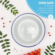 Load image into Gallery viewer, Traditional White Enamel Pie Dish, Baking Tin for Pudding, Steak, and More (16cm diameter x 3cm depth) Oven-Safe Bakeware