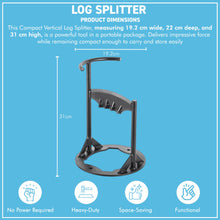 Load image into Gallery viewer, 𝗖𝗔𝗦𝗧 𝗜𝗥𝗢𝗡 𝗪𝗢𝗢𝗗 𝗦𝗣𝗟𝗜𝗧𝗧𝗘𝗥 | 31cm (12”) (H) | Wood & Kindling Splitting Tool | Firewood Cutter with Pre-Drilled Base | Splitting Blade | Fireplace Decor