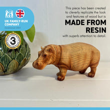 Load image into Gallery viewer, HIPPOPOTOMOUS IN WOOD EFFECT RESIN  |Ornaments for The Home | Home Accessories | Hippo Lover Gift Birthday Friendship Gifts | Wildlife Animal Lover Gift| Hippo Statue