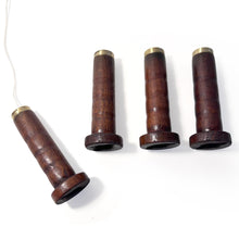 Load image into Gallery viewer, SET OF FOUR ANTIQUE BOBBIN LIGHT PULLS, upcycled from genuine antique bobbins, vintage bathroom ceiling light switch & pull cord, unique piece of history for your bathroom