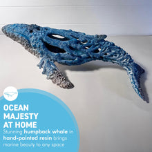 Load image into Gallery viewer, Hand-Painted Large Humpback Whale Ornament in Resin, 46cm Wide , Perfect Nautical Gift & Ocean Decor