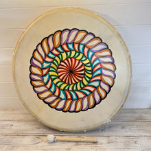 Load image into Gallery viewer, Decorated 50cm Shamanic Celebration Hand Drum with Beater- acoustic-Drumming Reduces Tension, Anxiety, and Stress.