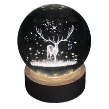 Load image into Gallery viewer, 3D Crystal Ball Night Light USB Lamp, Ludosphere Reindeer Design, Perfect for Home Decor, Gifts, and Mood Lighting
