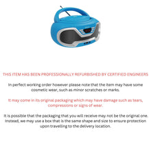 Load image into Gallery viewer, Oakcastle CD200 PORTABLE CD PLAYER BOOMBOX with Bluetooth & FM Radio, 3.5mm AUX headphone jack and USB input, mains and battery music system for adults and children with stereo sound speakers