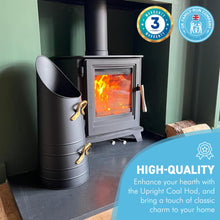 Load image into Gallery viewer, Steel black with two polished brass handles 53CM UPRIGHT COAL HOD | Coal Bucket Fireside Accessories Coal Scuttle Scoop | A Timeless Hearthside Companion for Your Home