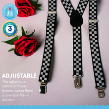 Load image into Gallery viewer, Rude boy Ska two tone black 25mm thin adjustable Braces