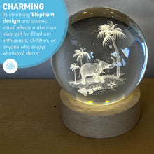Load image into Gallery viewer, USB-Powered 3D Crystal Ball Night Light with Elephant Design - Ludosphere LED Lamp for Home Decor