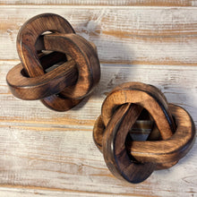 Load image into Gallery viewer, Pair of Rustic Wooden 3-Link Knot Ornaments for Home Decor - Ideal for Living Room, Shelf & Coffee Table