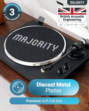 Load image into Gallery viewer, Majority 𝗦𝗧𝗬𝗟𝗢 𝗕𝗟𝗨𝗘𝗧𝗢𝗢𝗧𝗛 𝗥𝗘𝗖𝗢𝗥𝗗 𝗣𝗟𝗔𝗬𝗘𝗥 – Premium Turntable with AT3600L Cartridge, Aluminium Platter, Carbon Fibre Arm, Pitch Control, Anti-Skate, Vinyl Player with Phono/Line Out