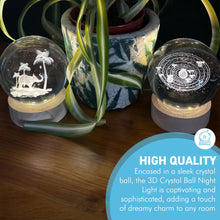 Load image into Gallery viewer, Set of Two 3D Crystal Ball Night Light USB Lamp with Galaxy and Elephant designs, elegant modern illumination for any room