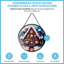 Load image into Gallery viewer, 6-Inch Stained Glass Suncatcher - Gingerbread House Design for Windows, Holiday Decor, and Gifts
