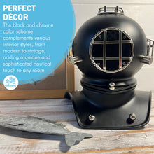Load image into Gallery viewer, Black & Chrome Plated Scuba Diving Helmet - Perfect Nautical Gift for Enthusiasts