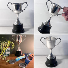 Load image into Gallery viewer, The 30cm Silver Trophy Cup – Aluminium with a Contrasting Black Base