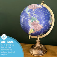 Load image into Gallery viewer, 20cm Globe with Wooden Base & Metal Arc - Rotating Vintage World Globe, Educational Geographic Desktop Accessory