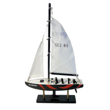Load image into Gallery viewer, ALINGHI AMERICAS CUP MODEL YACHT | Sailing | Yacht | Boats | Models | Sailing Nautical Gift | Sailing Ornaments | Yacht on Stand | 33cm (H) x 21cm (L) x 4cm (W)