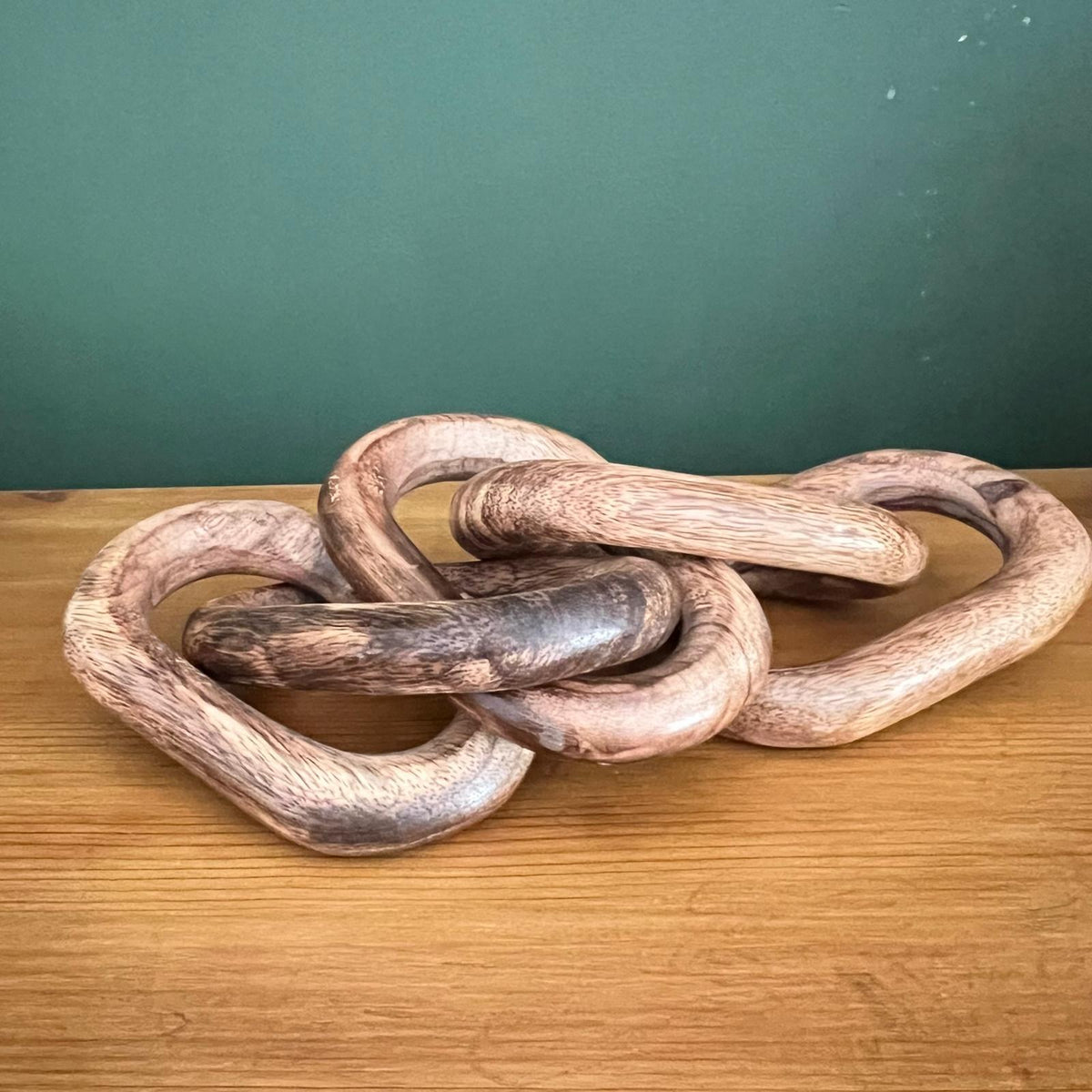 Houten Ketting Decoratie - 5-Schakel Boerenstijl Ornament Voor Salontafel, Boekenplank Of Entree