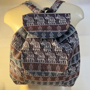 ELEPHANT BACKPACK| BAG WITH FRONT AND INSIDE POCKET | Multi-coloured bag | Unisex bags | Backpack for beach and travel | Elephant gifts | 35cm (L) x 34cm (W)