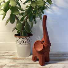 Load image into Gallery viewer, Good Luck Resin Elephant Ornament with Raised Trunk and Leather Look Finish