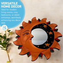 Load image into Gallery viewer, Wooden Sun and Moon Decorative Mirror | Stylish Wall Hanging for Home Decor