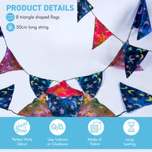 Load image into Gallery viewer, Celestial and Mystic Sky designs fabric bunting | 8 flags | 50cm long | Garland for Garden Wedding Birthday Indoor Outdoor Party Decoration Festival | | Bohemian Bunting | Fair Trade