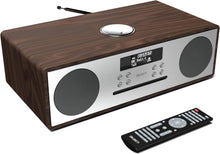 Load image into Gallery viewer, Bluetooth Hi-Fi Dual Stereo System with CD Player, DAB radio FM | AUX &amp; USB, Mains Powered &amp; Remote Control | Ideal for Home and Office, Majority Oakington Walnut Digital Radio
