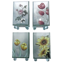 Load image into Gallery viewer, Set of 4 Floral Glass Votive Candle Holders, Decorative Accent for Warm Ambiance, Ideal for Home Decor, Gifts & Special Occasions