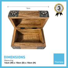 Load image into Gallery viewer, Mango Wood Treasure KeepsakeMANGO WOOD TREASURE CHEST KEEPSAKE BOX | Jewellery Box | Trinket Box | Treasure Chest | Wooden Box | Keepsake Box | Decorative Floral Embossed   Chest Box