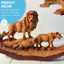 Load image into Gallery viewer, 𝗟𝗜𝗢𝗡 𝗙𝗔𝗠𝗜𝗟𝗬 𝗢𝗥𝗡𝗔𝗠𝗘𝗡𝗧, Resin Wood Effect Wildlife Figurine, Collectible Home Decor Gift