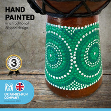 Load image into Gallery viewer, Djembe drum 20cm tall hand painted | 8 Inch Painted Colourful Djembe Drum