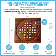 Load image into Gallery viewer, Wooden Solitaire with Drawer for Old glory Marbles | Travel Games | Strategic & Traditional Games | Perfect for Adults & Family Fun