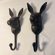 Load image into Gallery viewer, Pair of Sturdy Wall-Mounted Cast Iron Rabbit Head Hook Hanger for Hats, Coats, Clothes - Ideal for Kitchen, Bathroom, Bedroom, Office