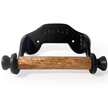 Load image into Gallery viewer, Elegant Victorian-Style Cast Iron Toilet Roll Holder – Wall-Mounted, Fixed Arm Design in Classic Black Antique Finish