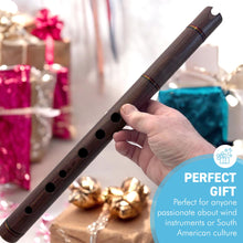 Load image into Gallery viewer, Handcrafted Wooden Andean Quena Flute, Jacaranda Wood with Decorative Protective Carry Bag
