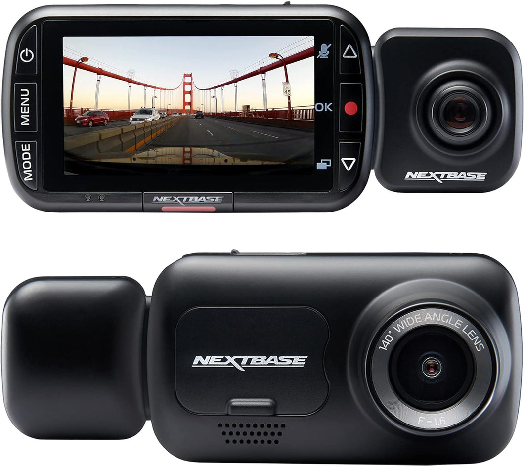 Nextbase 222x Front and Rear Dash Cam Full 1080p/30fps HD Recording in Car DVR Cam - 140° 6 lane Wide Viewing– Intelligent Parking Mode- Polarising Filter Compatible- G-Sensor Motion Detection- Hidden