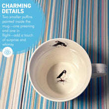 Load image into Gallery viewer, Puffin Group Mug, 100% Bone China, Gift for Nature Lovers, Coastal Home Decor
