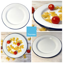 Load image into Gallery viewer, 20cm WHITE ENAMEL DINNER PLATE | Pasta and Rice plate | Enamel plate | Single plate | Traditional dinner plate | Kitchen plate for pies, sides and dinner | 20cm diameter with 1.5cm depth
